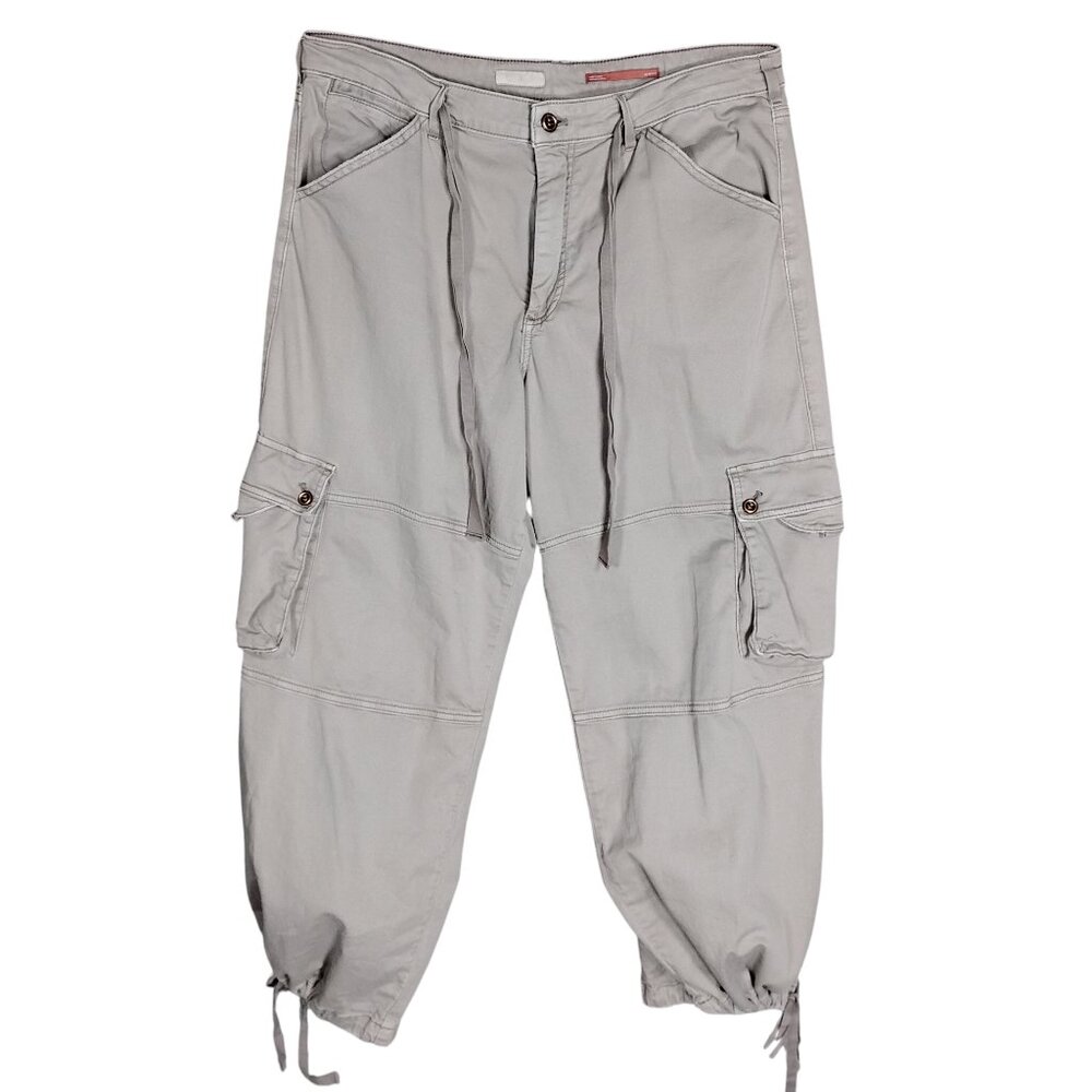 Anthro Pilcro Wide Legs Cargo Pants Size 32 P Waist Hems Drawstring Multi Pocket - Picture 11 of 16